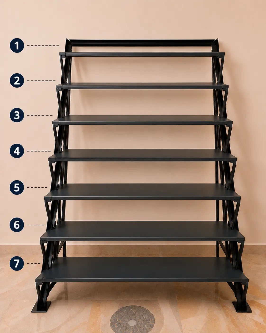 Butterfly  Steel  Steps <br> 7 Steps <br> Length - 4 Feet, <br>Width - 9 Inch